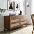 Modway Soma Rattan Weave/Engineered Wood 8-Drawer Bedroom Dresser in Walnut
