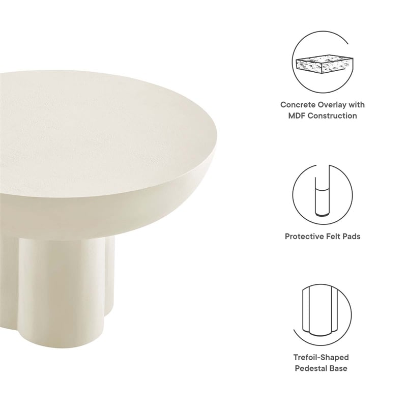 Caspian Round Concrete Coffee Table in White