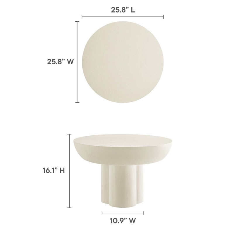 Caspian Round Concrete Coffee Table in White