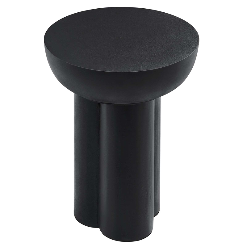 Caspian Round Concrete Side Table in Black