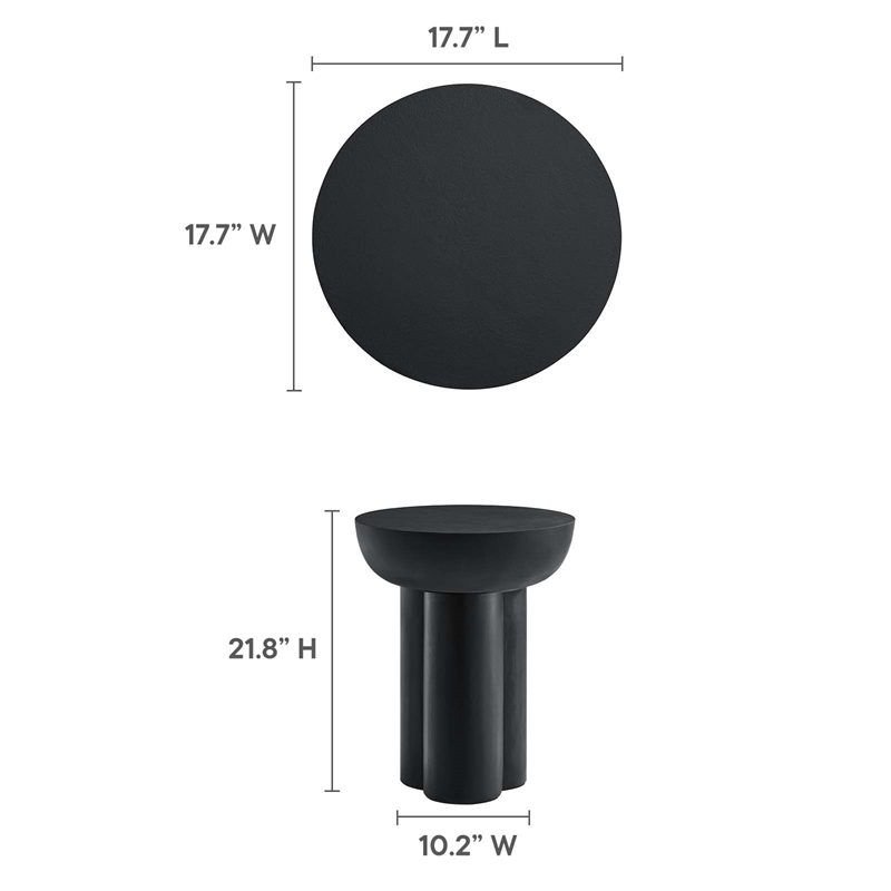 Caspian Round Concrete Side Table in Black