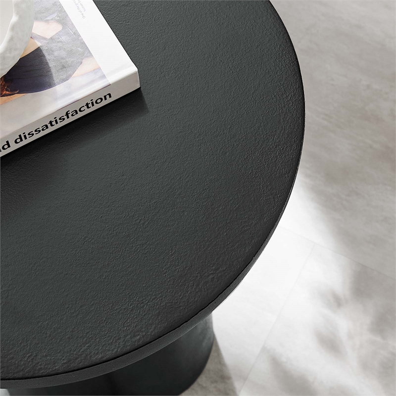 Caspian Round Concrete Side Table in Black