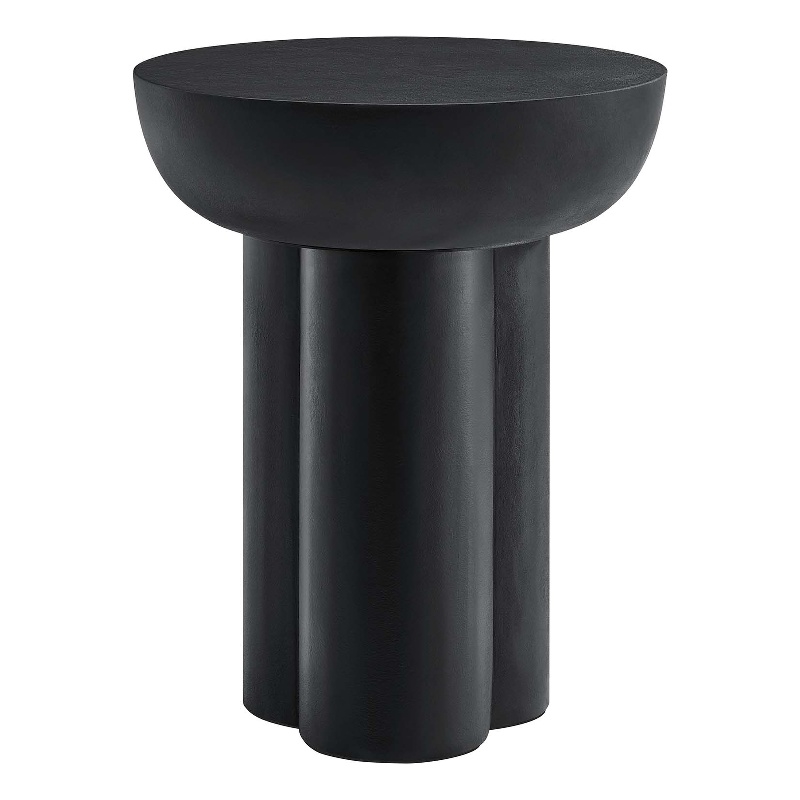 Caspian Round Concrete Side Table in Black