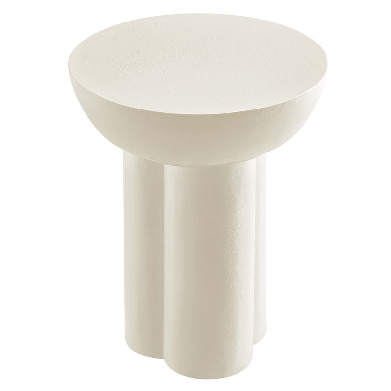 Caspian Round Concrete Side Table in White