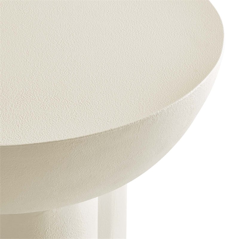 Caspian Round Concrete Side Table in White