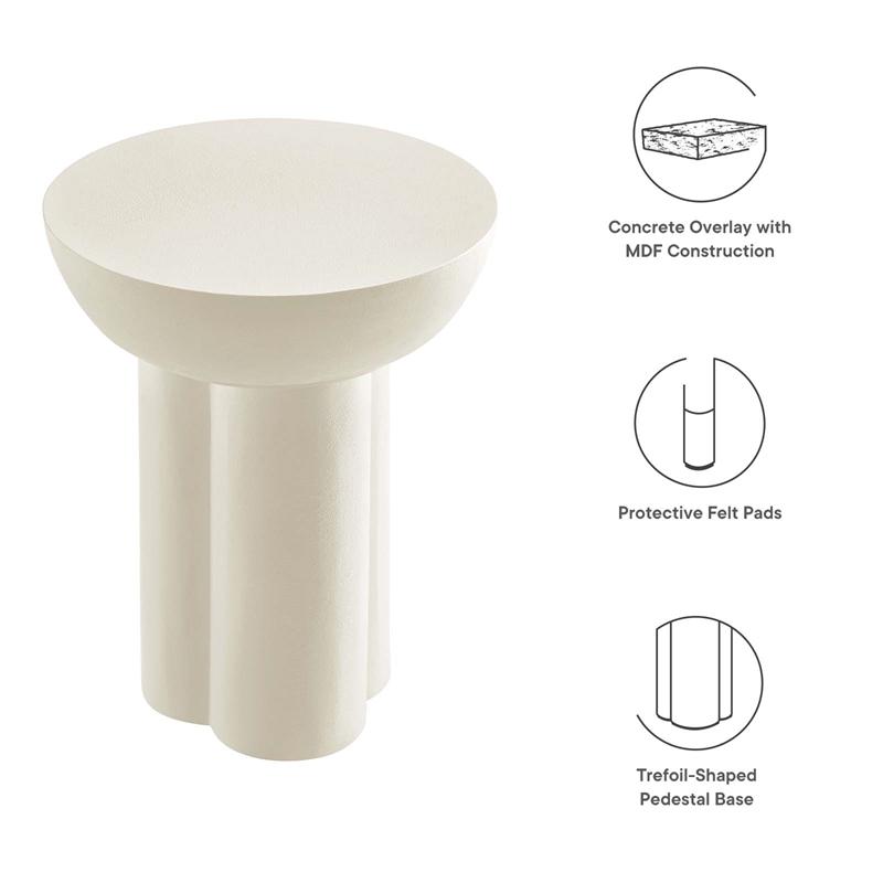 Caspian Round Concrete Side Table in White