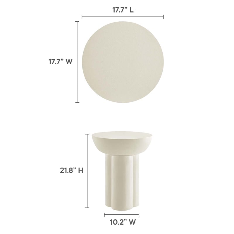 Caspian Round Concrete Side Table in White