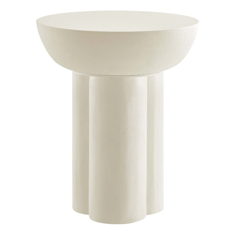 Caspian Round Concrete Side Table in White