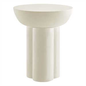 Caspian Round Concrete Side Table in White