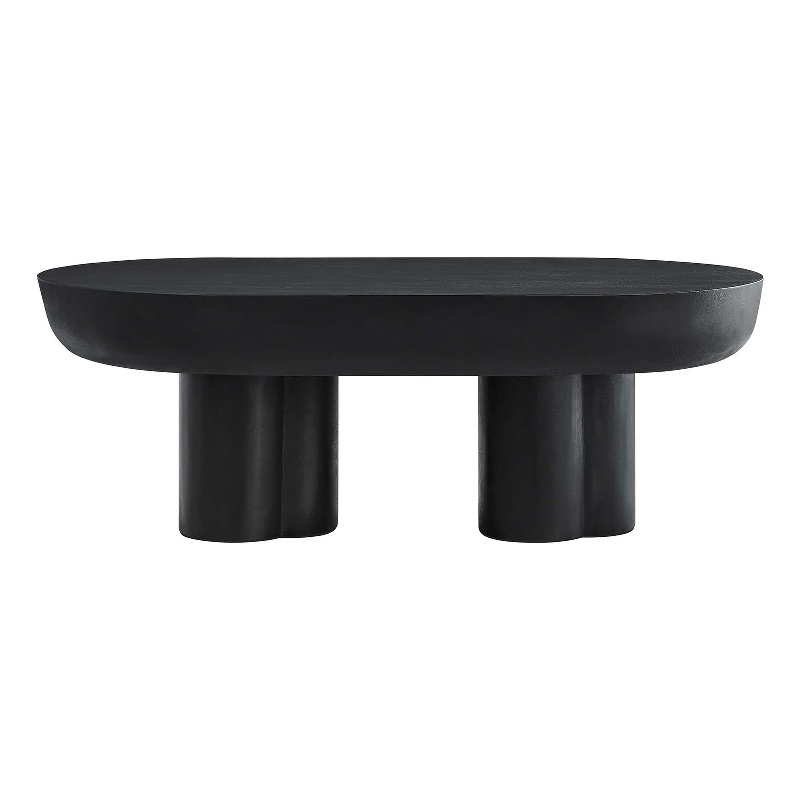Caspian Oval Concrete Coffee Table in Black