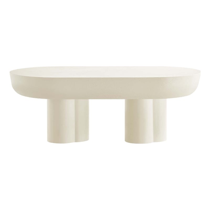 Caspian Oval Concrete Coffee Table in White
