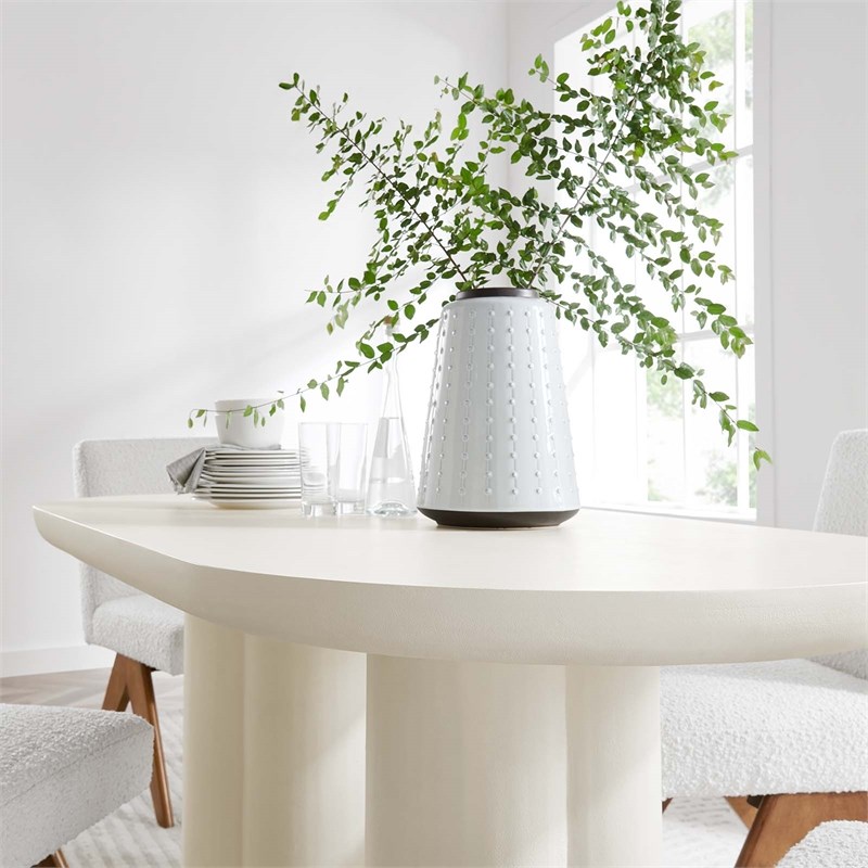caspian 72&quot oval concrete dining table in white