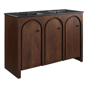 Appia 48&quot Double Sink Bathroom Vanity in Walnut Black