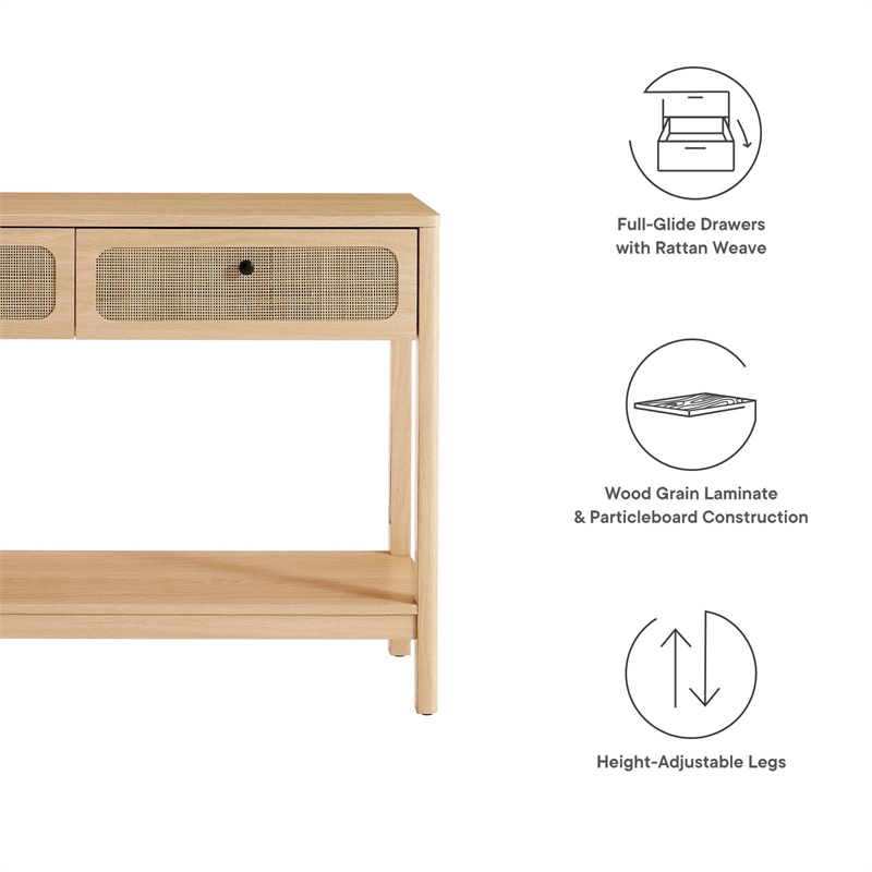Chaucer Wood Entryway Console Table in Oak