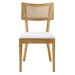 Caledonia Fabric Upholstered Wood Dining Chair Set of 2 in Natural White
