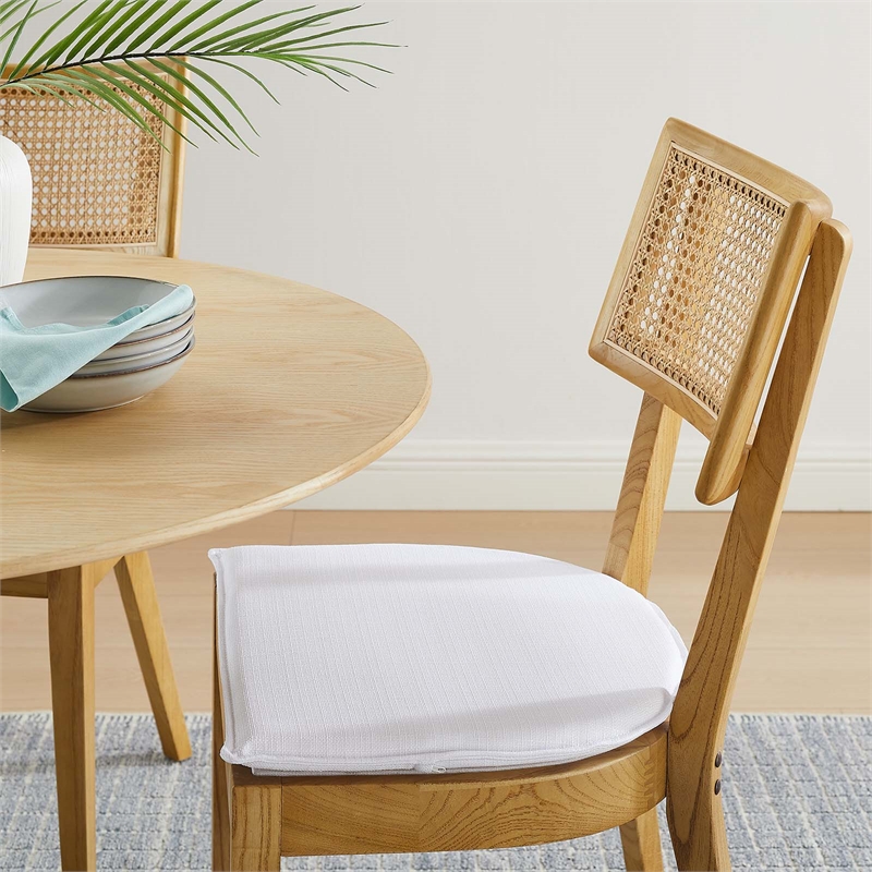 Caledonia Fabric Upholstered Wood Dining Chair Set of 2 in Natural White