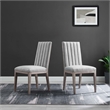 French Vintage Tufted Fabric Dining Side Chairs Set of 2