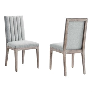 French Vintage Tufted Fabric Dining Side Chairs Set of 2