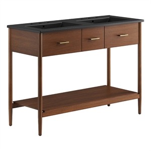 Zaire 48&quot Double Sink Bathroom Vanity in Walnut Black