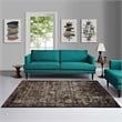 Minu Distressed Floral Lattice 4x6 Area Rug in Black Yellow and Orange