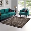 Minu Distressed Floral Lattice 4x6 Area Rug in Black Yellow and Orange