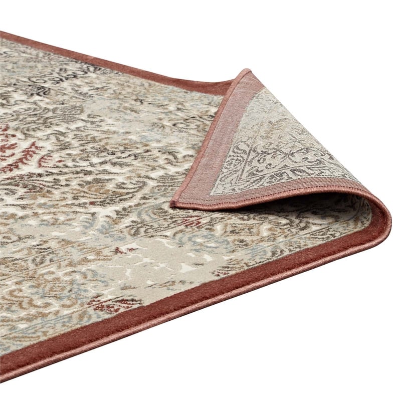 Hester Ornate Turkish 5x8 Vintage Area Rug in Tan and Walnut Brown