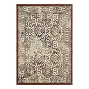 Hester Ornate Turkish 5x8 Vintage Area Rug in Tan and Walnut Brown