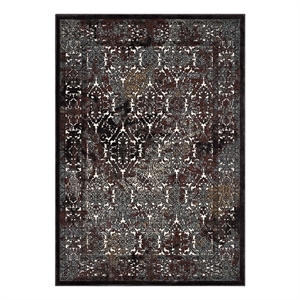 Westia Ornate Turkish 8x10 Vintage Area Rug in Dark Brown and Silver Blue