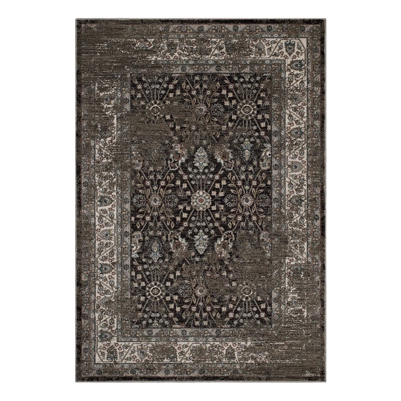 Berit Distressed Vintage Floral Lattice 5x8 Area Rug in Brown and Beige