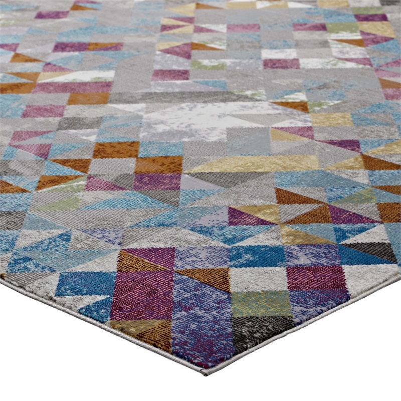 Modway Lavendula Triangle Mosaic 5x8 Area Rug in Multi-Color