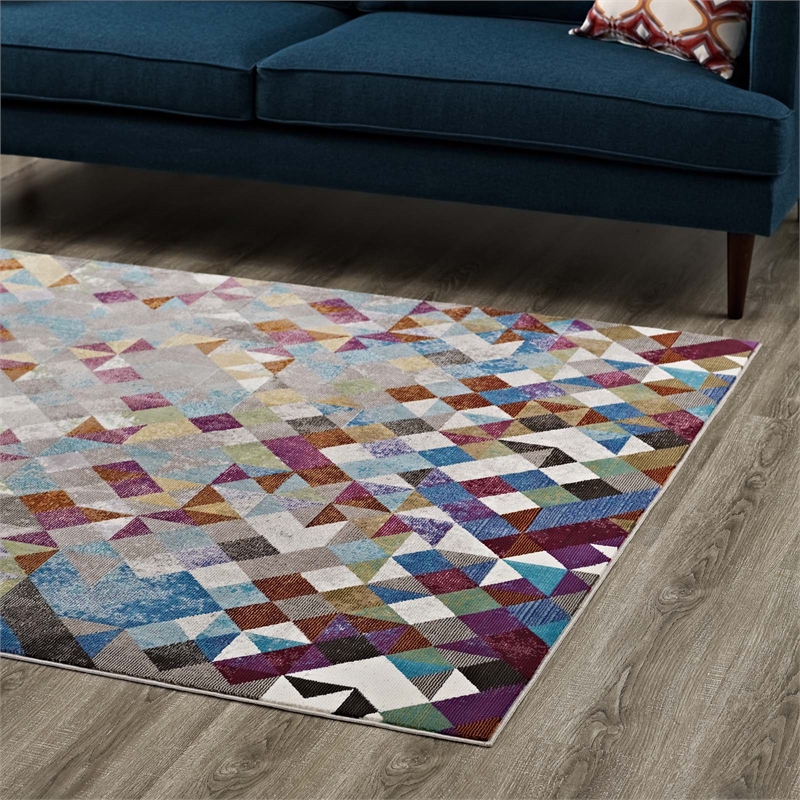 Modway Lavendula Triangle Mosaic 5x8 Area Rug in Multi-Color