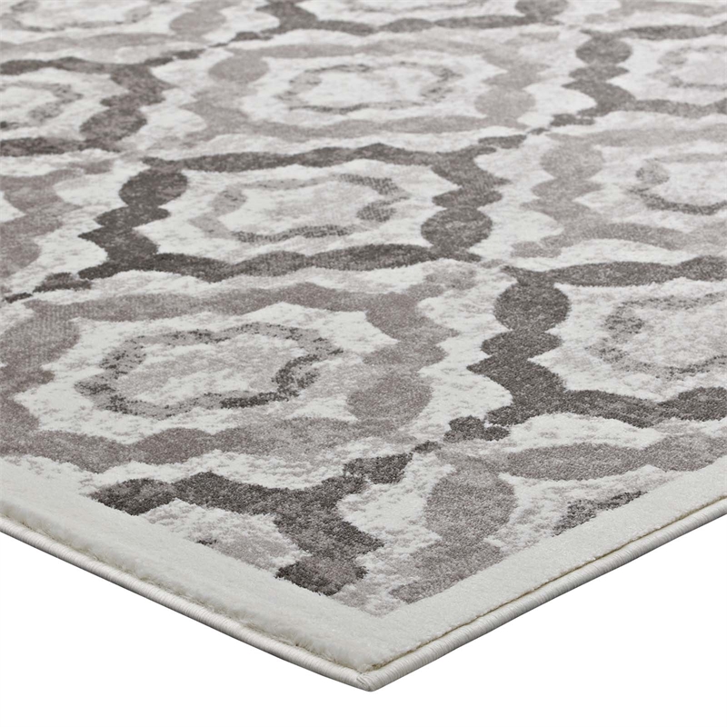 Kalinda Rustic Vintage Moroccan Trellis 5x8 Area Rug in Brown Beige and Ivory
