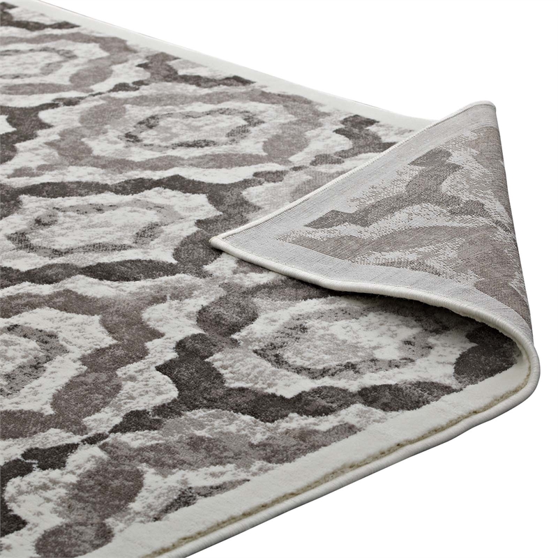 Kalinda Rustic Vintage Moroccan Trellis 8x10 Area Rug in Brown Beige and Ivory