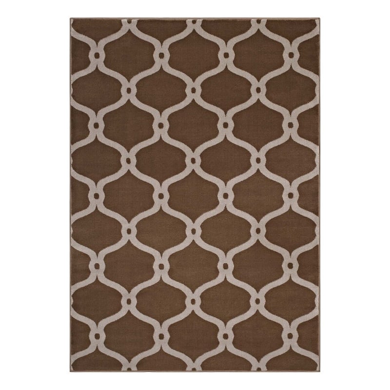 Beltara Chain Link Transitional Trellis 5x8 Area Rug in Dark Tan and Beige