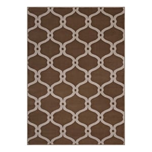 Beltara Chain Link Transitional Trellis 5x8 Area Rug in Dark Tan and Beige