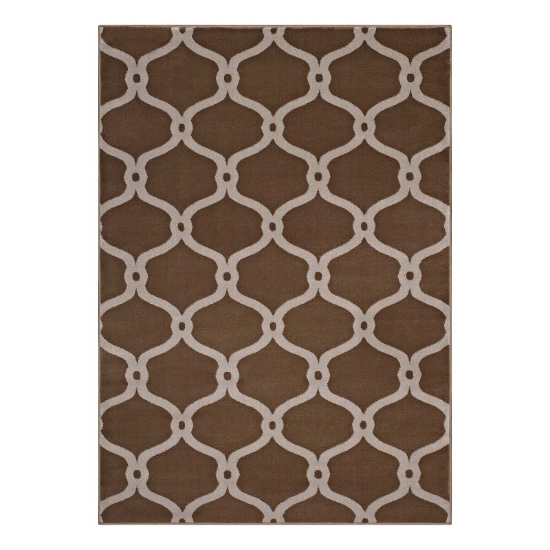 Beltara Chain Link Transitional Trellis 8x10 Area Rug in Dark Tan and Beige