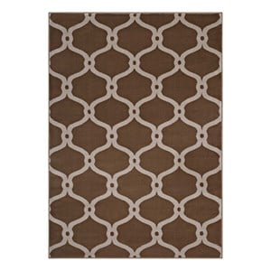 Beltara Chain Link Transitional Trellis 8x10 Area Rug in Dark Tan and Beige