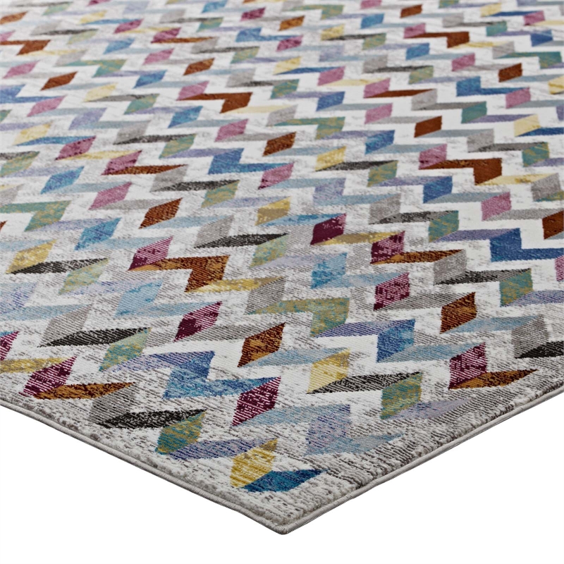 Gemma Chevron Mosaic 4x6 Area Rug in Multicolored