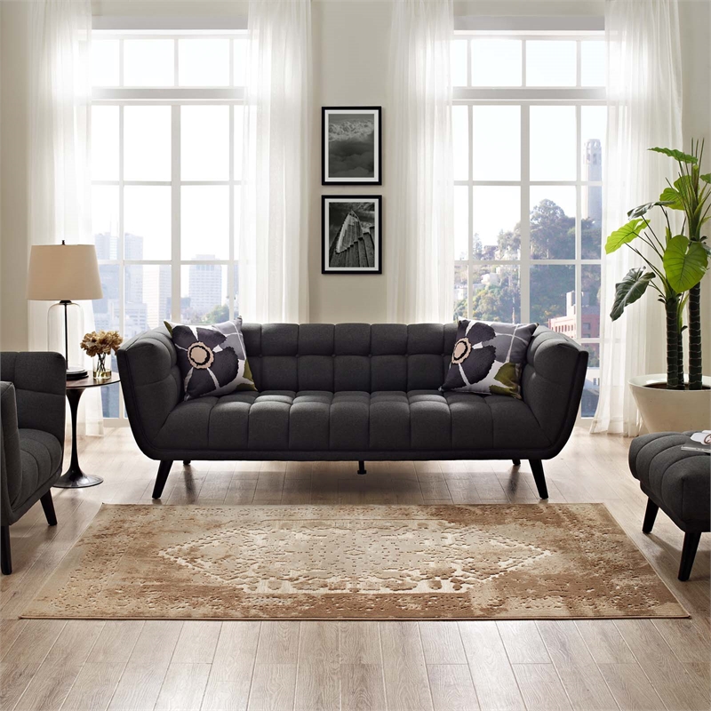 Rosina Distressed Vintage Medallion 8x10 Area Rug in Tan and Cream