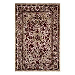 Grania Ornate Vintage Floral Turkish 5x8 Area Rug in Burgundy and Tan