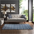 Frame Transitional Moroccan Trellis 8x10 Area Rug in Moroccan Blue and Ivory