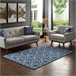 Frame Transitional Moroccan Trellis 8x10 Area Rug in Moroccan Blue and Ivory