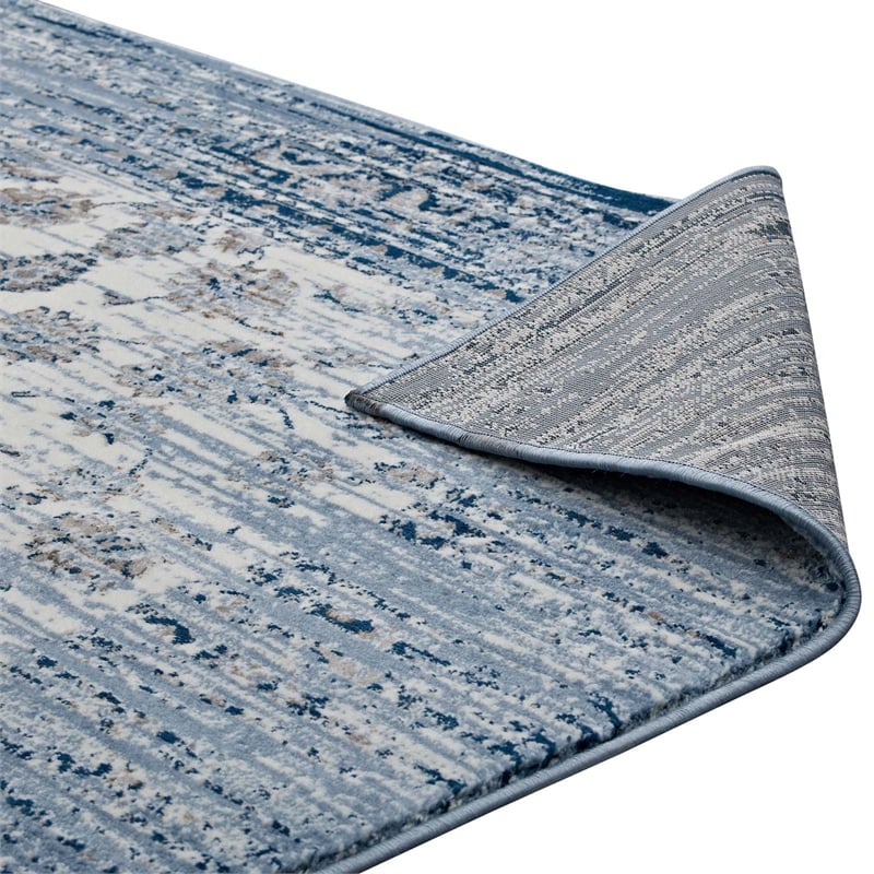 Distressed Floral Lattice Contemporary 5x8 Area Rug