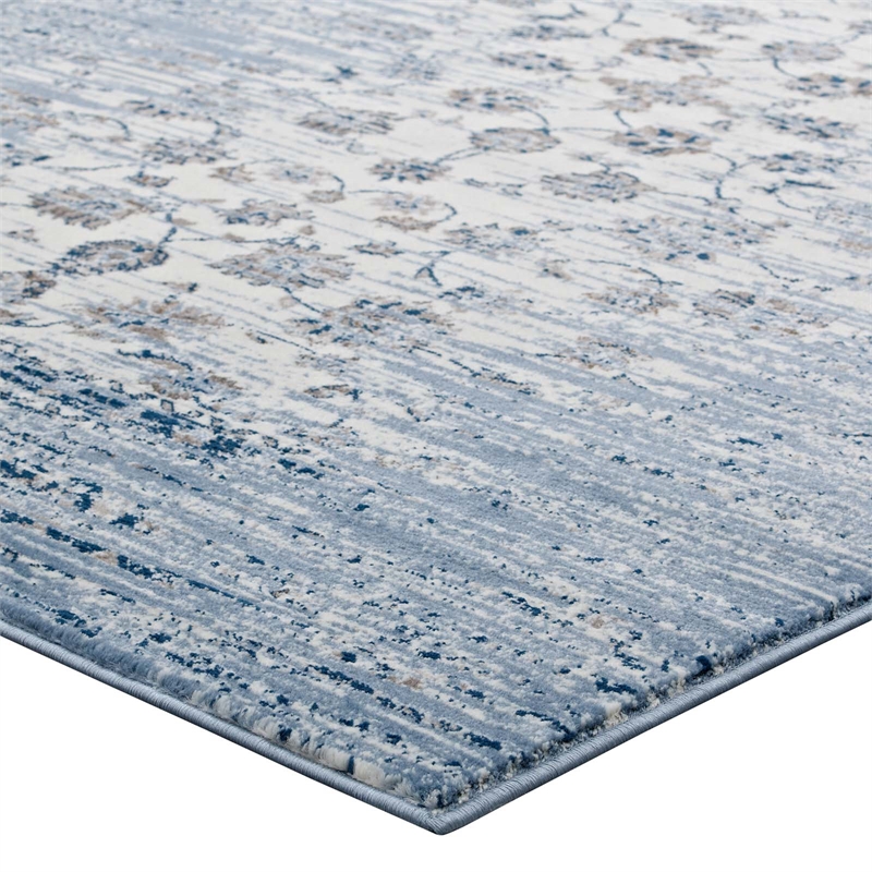 Distressed Floral Lattice Contemporary 8x10 Area Rug