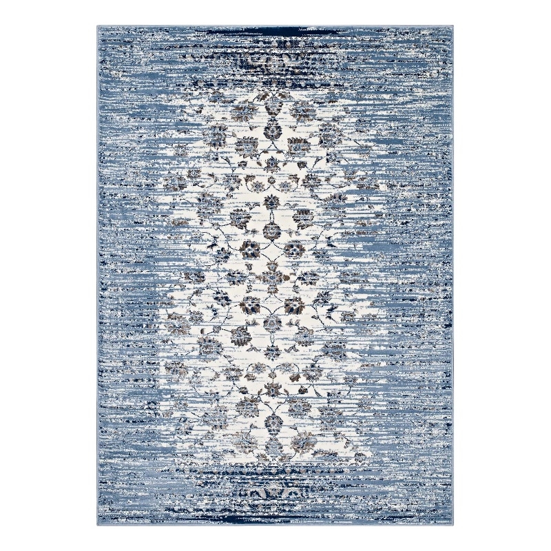 Distressed Floral Lattice Contemporary 8x10 Area Rug