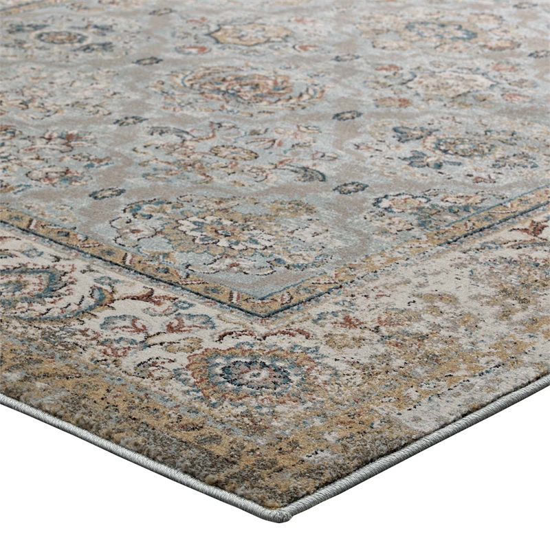 Distressed Vintage Floral Lattice 5x8 Area Rug