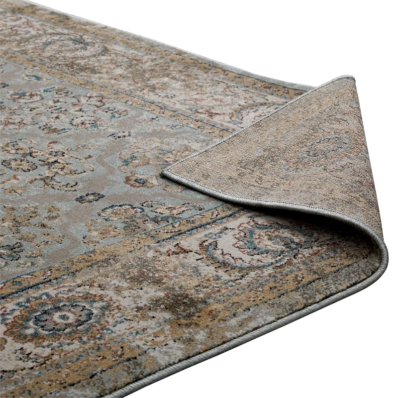 Distressed Vintage Floral Lattice 5x8 Area Rug