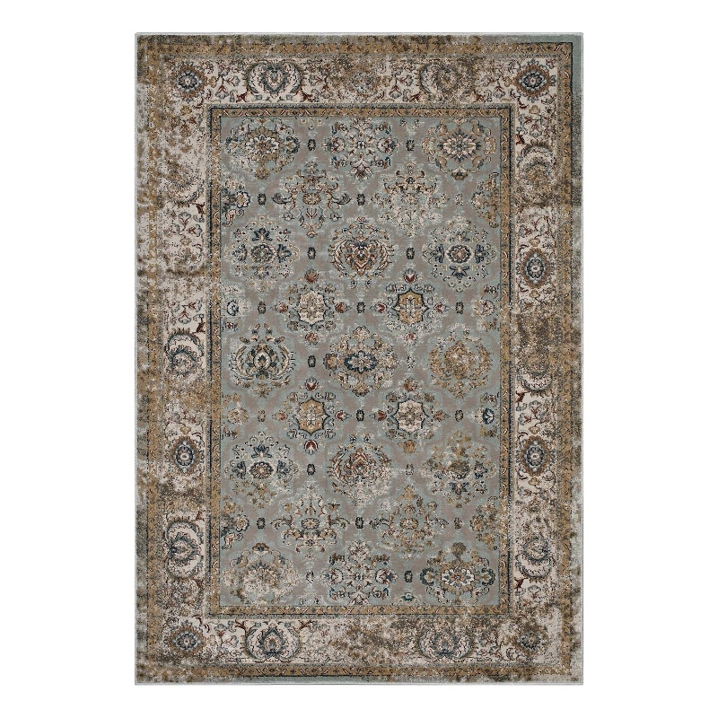 Distressed Vintage Floral Lattice 5x8 Area Rug