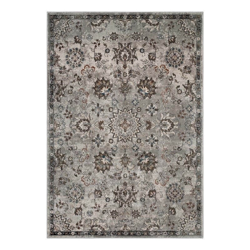 Distressed Vintage Floral Lattice 5x8 Area Rug