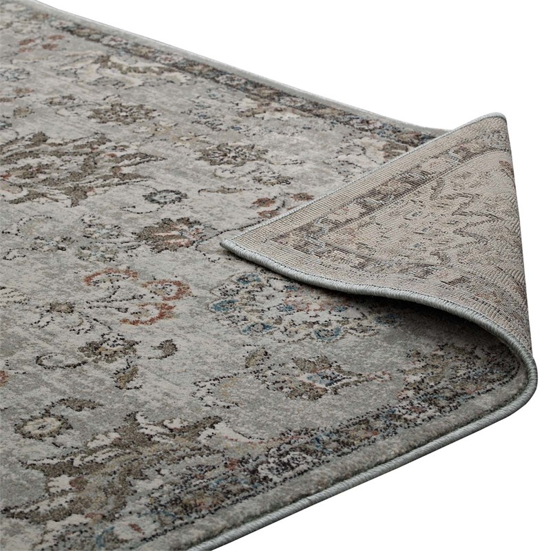 Distressed Vintage Floral Lattice 5x8 Area Rug